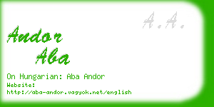 andor aba business card